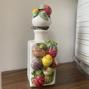 Vintage Gubbio ceramic fruit bottle made in Italy